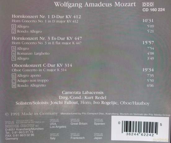 Wolfgang Amadeus Mozart: Hornkonzerte Nr 1 Und 3 [CD]