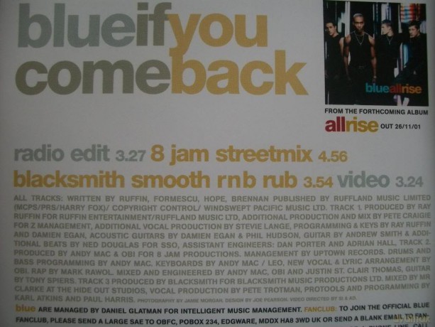 Blue: If You Come Back [CD]