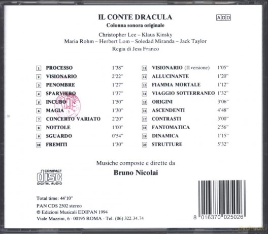 Bruno Nicolai: Il Conte Dracula [CD]