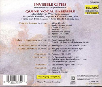 Quink Vocal Ensemble: Invisible Cities - Contemporary a Cappella Music [CD]
