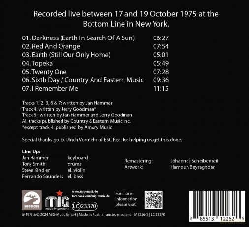 Jan Hammer: Jan Hammer Group - Live In New York [CD]
