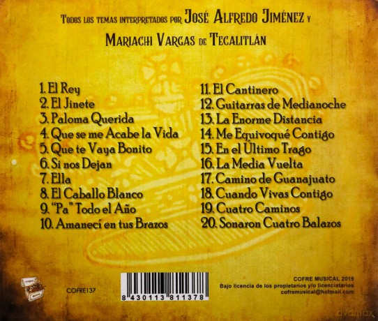 Jose Alfredo Jimenez: Jose Alfredo Jimenez Con Mariachi Vargas De Tecalitlan [CD]