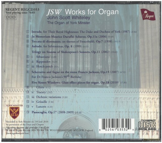 John Scott Whitely: Jsw Works for Organ [CD]