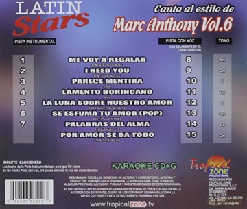 Marc Anthony: Karaoke: Marc Anthony 6 - Latin Stars Karaoke [CD]
