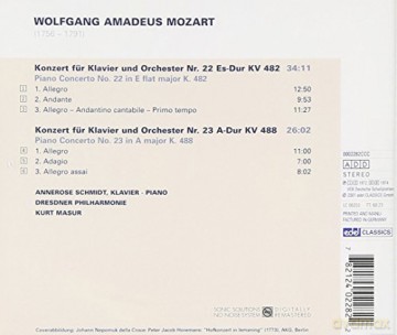 Wolfgang Amadeus Mozart: Klavierkonzerte Nos. 22 and 23 [CD]
