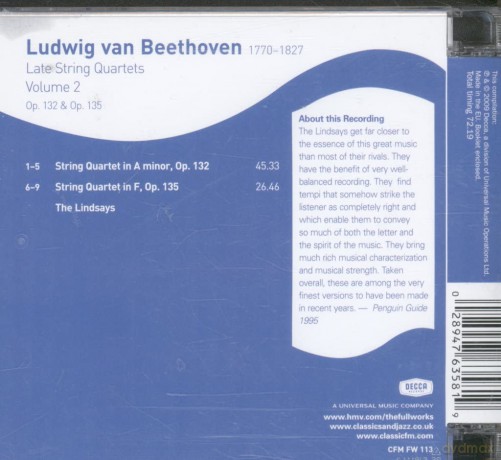 Ludwig Van Beethoven: Late String Quartets [CD]