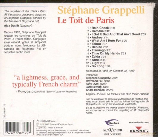 Stephane Grappelli: Le Toit De Paris [CD]