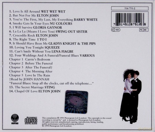 Four Weddings & A Funeral soundtrack (Cztery Wesela i Pogrzeb) [CD]