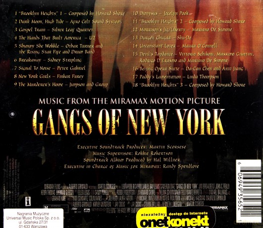 Gangs Of New York soundtrack (Gangi Nowego Jorku) [CD]