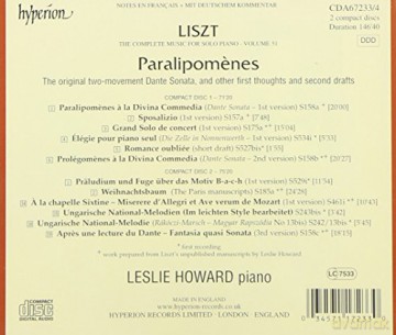 Leslie Howard: Liszt: The Complete Music for Solo Piano, Vol. 51 ParalipomNes [2CD]