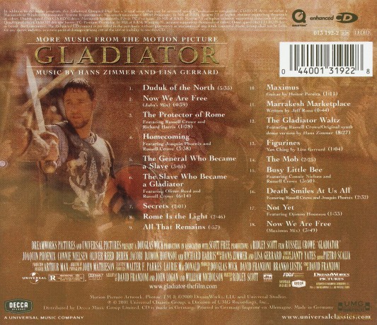 Gladiator Soundtrack (Hans Zimmer) [CD]
