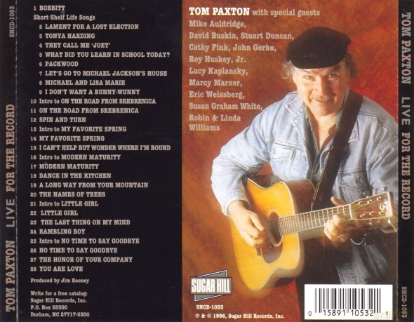 Tom Paxton: Live For The Record [CD]