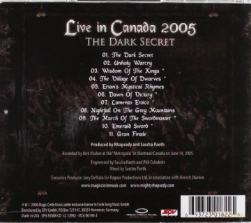 Rhapsody: Live in Canada 2005: The Dark Secret [2CD]