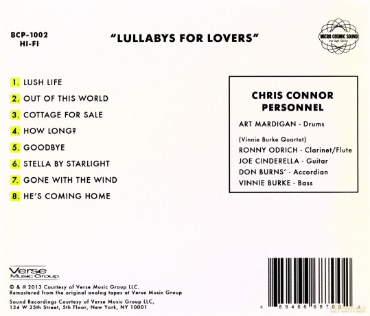 Chris Connor: Lullabys for Lovers [CD]