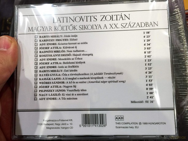 Zoltan Latinovits: Magyar Koltok Sikolya A Xx Szazadban [CD]