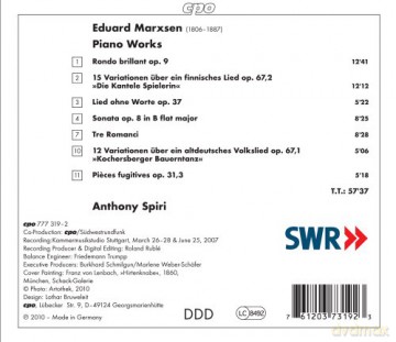 Anthony Spiri: Marxsen: Piano Works, Rondo Brillant, Variations, Sonata [CD]