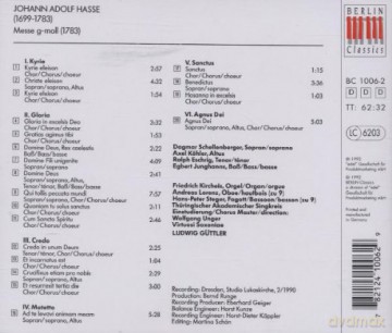 J.A. Hasse: Messe G-Moll [CD]