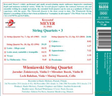 K. Meyer: Meyer: Complete String Quartets Vol. 3 [CD]