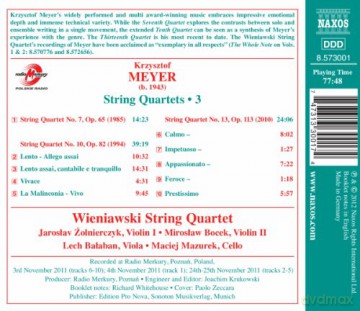 K. Meyer: Meyer: Complete String Quartets Vol. 3 [CD]