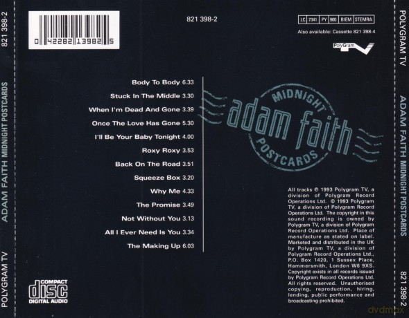 Adam Faith: Midnight Postcards [CD]