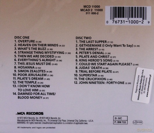 Jesus Christ Superstar soundtrack [2CD]