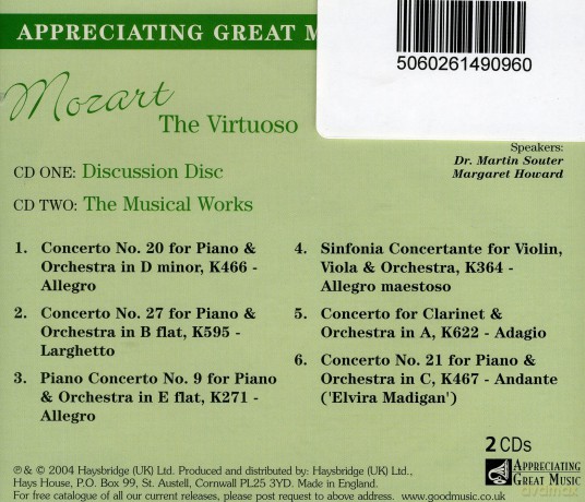 Wolfgang Amadeus Mozart: Mozart - The Virtuoso - Appreciating Great Music - [CD]