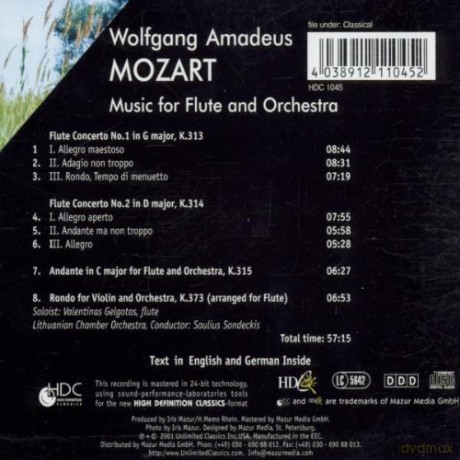 Wolfgang Amadeus Mozart: Music For Flute And Orchestra [CD]