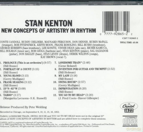 Stan Kenton: New Concepts of Artistry in Rhythm [CD]