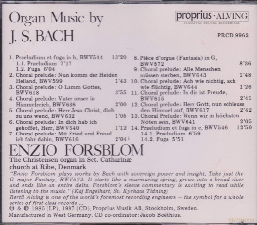 Johann Sebastian Bach: Organ Music [CD]