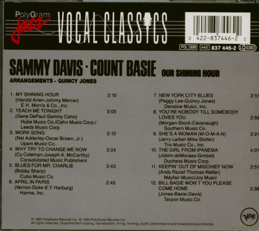 Sammy Davis and Count Basie: Our Shining Hour [CD]