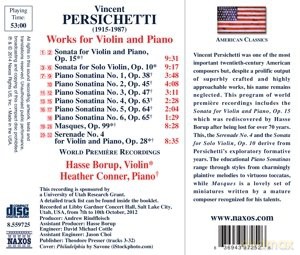 Hasse Borup: Persichetti: Works for Violin and Piano [CD]