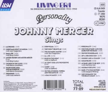 Johnny Mercer: Personality - Johnny Mercer Sings [CD]