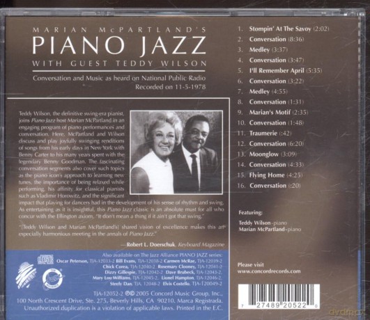 Teddy Wilson: Piano Jazz With Teddy Wilson [CD]