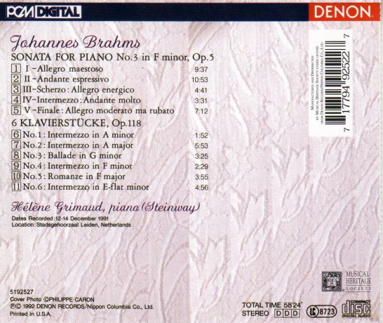 Johannes Brahms: Piano Sonata No. [CD]