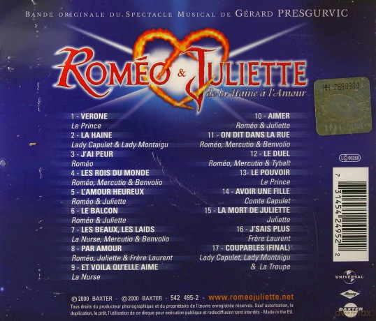 Romeo And Juliette soundtrack (Romeo i Julia) [CD]