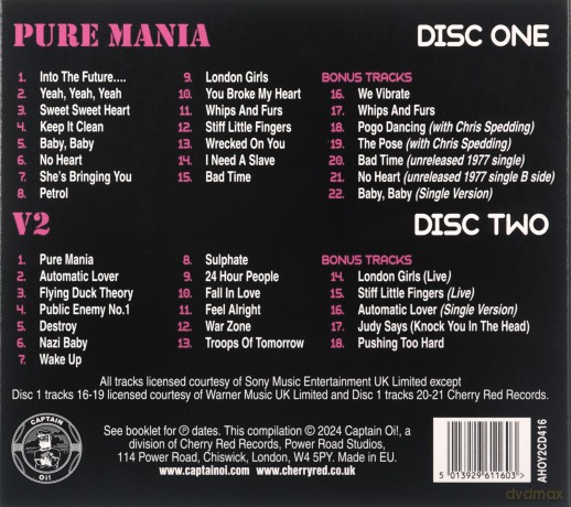 Vibrators: Pure Mania/V2 2cd (digipack) Edition [2CD]