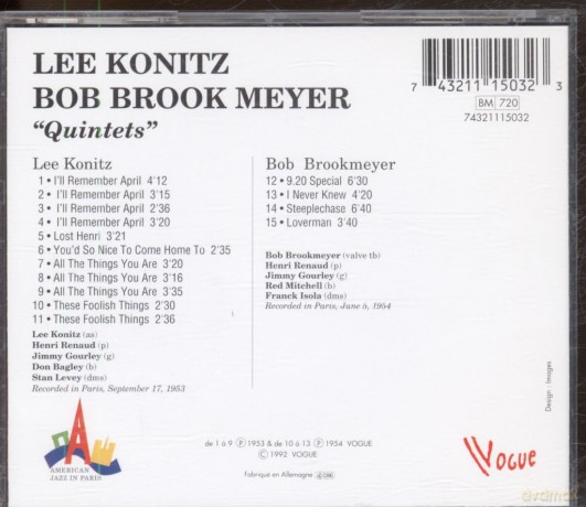 Lee Konitz: Quintets [CD]