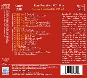 Rosa Ponselle: Rosa Ponselle - American Recordings 1923-29, Vol 1 [CD]