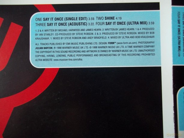 Ultra: Say It Once [CD]