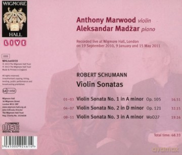 Anthony Marwood: Schumann: Violin Sonatas 1-3 [CD]