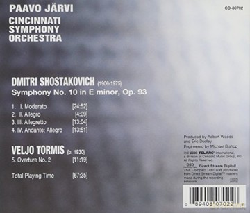 Paavo Jarvi: Shostakovich: Symphony No. 10; Veljo Tormis: Overture No. 2 [CD]