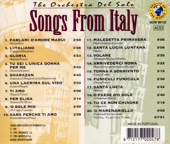 Orchestra Del Sole: Songs From Italy [CD]