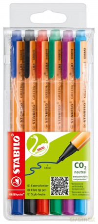 Stabilo: Stabilo Greenpoint Felt-Tip Sign Pen - Assorted Colours, Wallet Of 6 [CD]