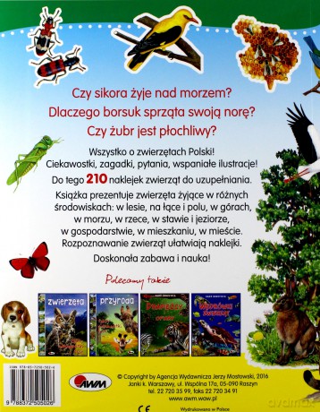 Zwierzęta Polski - 210 naklejek [KSIĄŻKA]