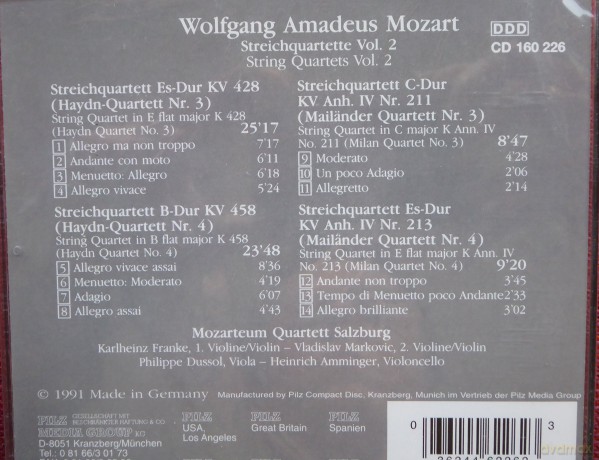 Wolfgang Amadeus Mozart: Streichquartette Vol2 [CD]