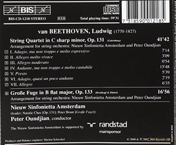 Ludwig Van Beethoven: String Quartet in C Sharp Minor [CD]