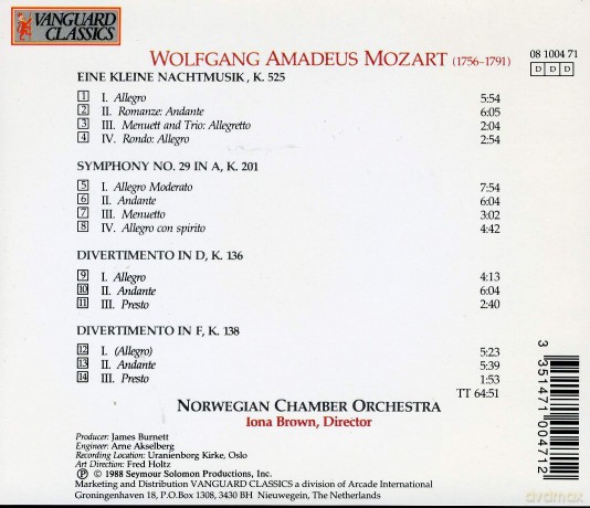Wolfgang Amadeus Mozart: Symp No. 29 [CD]