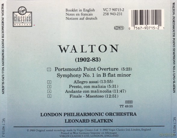 Walton: Symphonie N 1 Ouverture `Portsmouth Point` [CD]