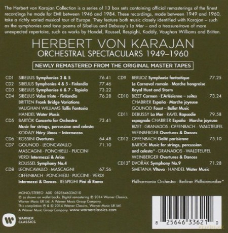 Karajan/Philharmonia Orchestra: The Herbert Von Karajan Collection. Orchestral Spectaculars Form Handel To Bartok [13CD]