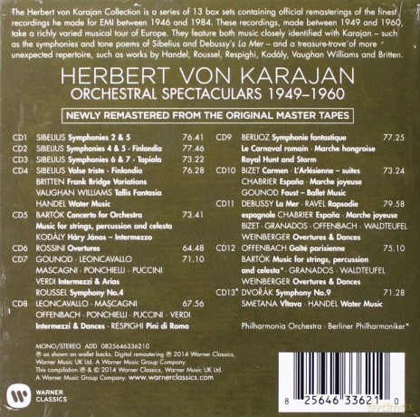 Karajan/Philharmonia Orchestra: The Herbert Von Karajan Collection. Orchestral Spectaculars Form Handel To Bartok [13CD]